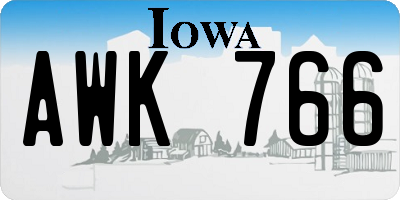 IA license plate AWK766