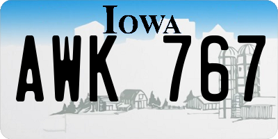 IA license plate AWK767
