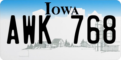 IA license plate AWK768