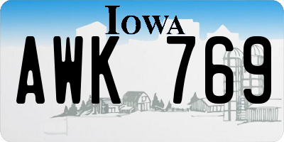 IA license plate AWK769