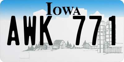 IA license plate AWK771