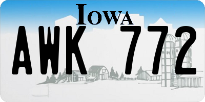 IA license plate AWK772
