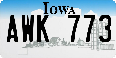 IA license plate AWK773