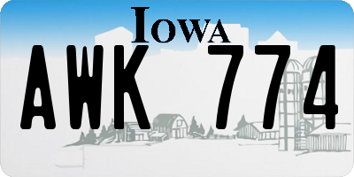 IA license plate AWK774