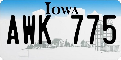 IA license plate AWK775