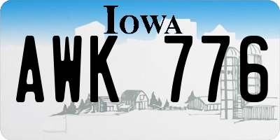 IA license plate AWK776
