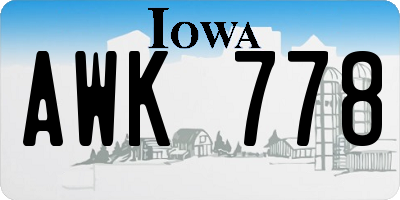 IA license plate AWK778