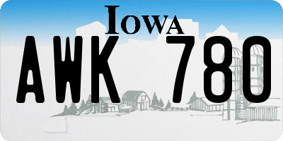 IA license plate AWK780