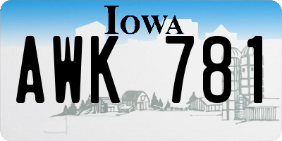 IA license plate AWK781