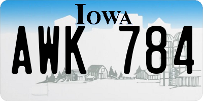 IA license plate AWK784