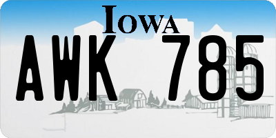 IA license plate AWK785