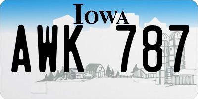 IA license plate AWK787