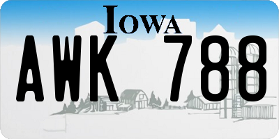 IA license plate AWK788
