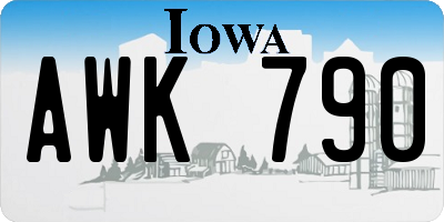 IA license plate AWK790