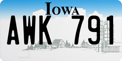 IA license plate AWK791