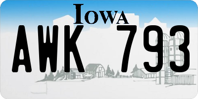 IA license plate AWK793
