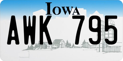 IA license plate AWK795