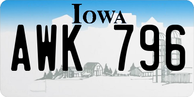 IA license plate AWK796