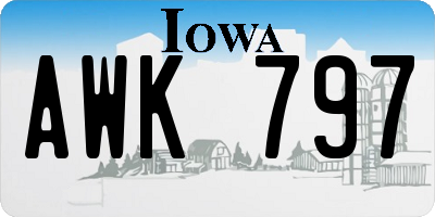 IA license plate AWK797