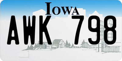 IA license plate AWK798