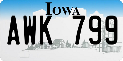 IA license plate AWK799
