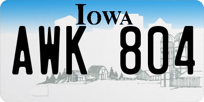 IA license plate AWK804