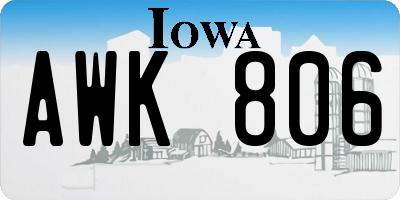 IA license plate AWK806
