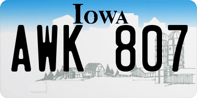 IA license plate AWK807