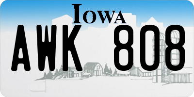 IA license plate AWK808