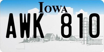 IA license plate AWK810