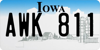IA license plate AWK811