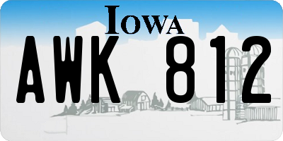 IA license plate AWK812