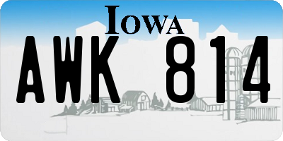 IA license plate AWK814
