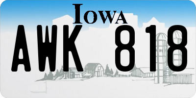 IA license plate AWK818