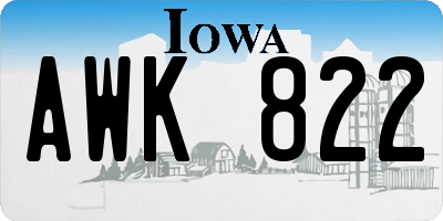 IA license plate AWK822