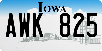IA license plate AWK825