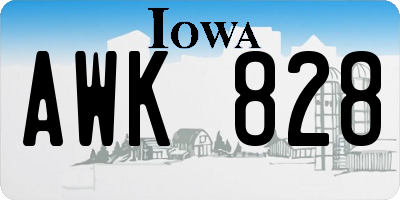 IA license plate AWK828