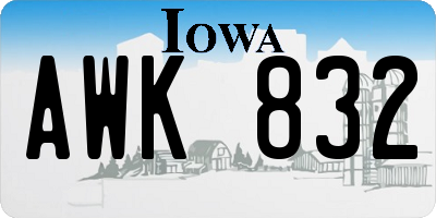 IA license plate AWK832