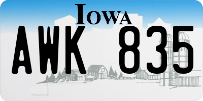 IA license plate AWK835