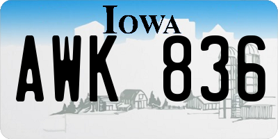 IA license plate AWK836