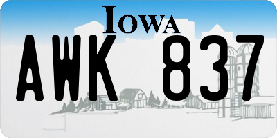 IA license plate AWK837
