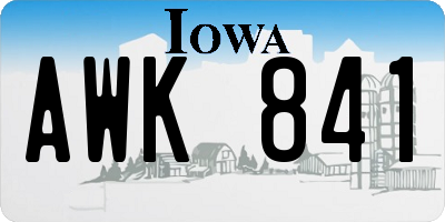 IA license plate AWK841