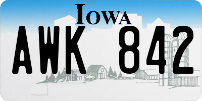 IA license plate AWK842
