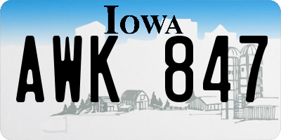 IA license plate AWK847