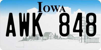 IA license plate AWK848