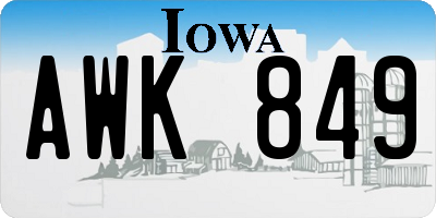 IA license plate AWK849