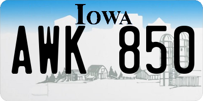 IA license plate AWK850