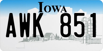 IA license plate AWK851