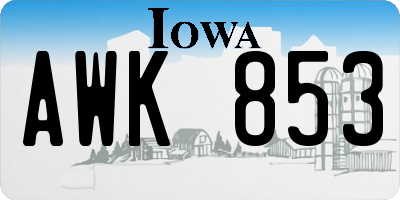 IA license plate AWK853