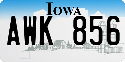 IA license plate AWK856
